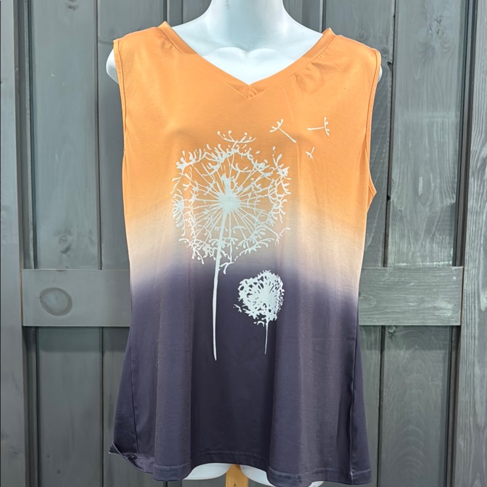 Orange and Purple Sleeveless Top